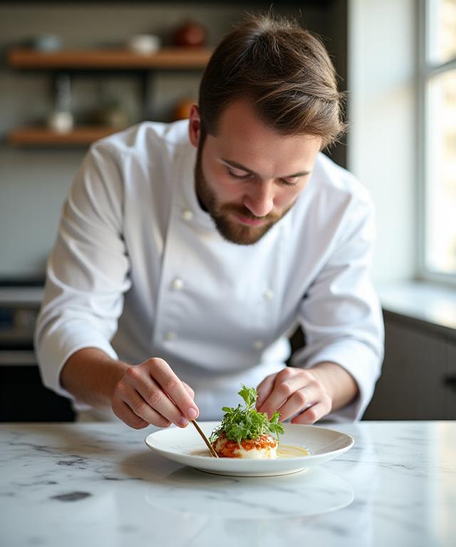 主廚精心準備食材